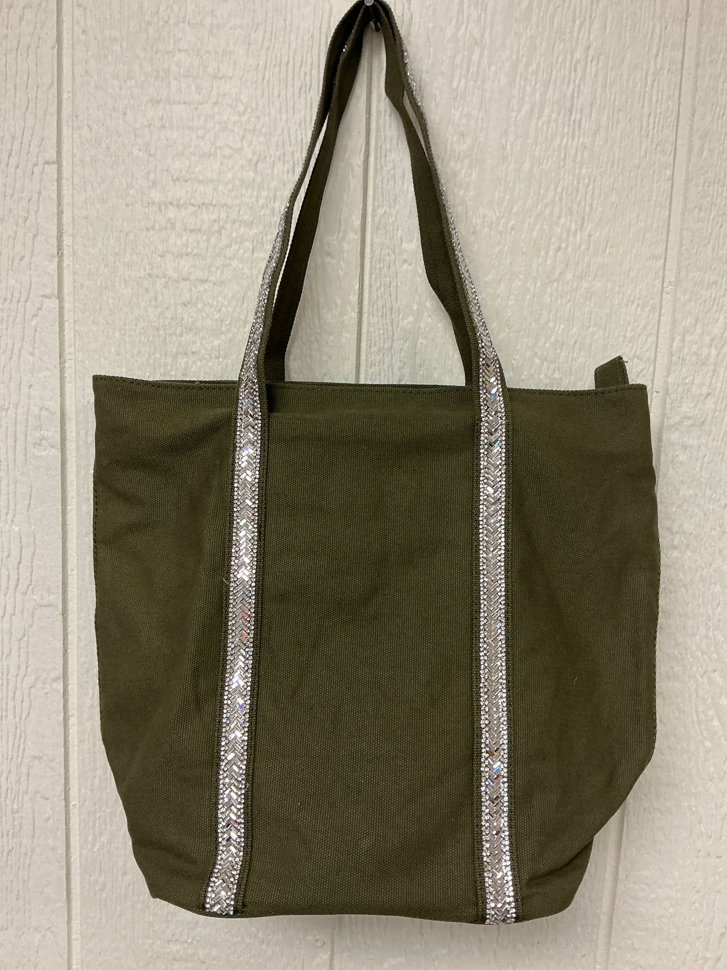 RHINESTONE CANVAS TOTE BAG