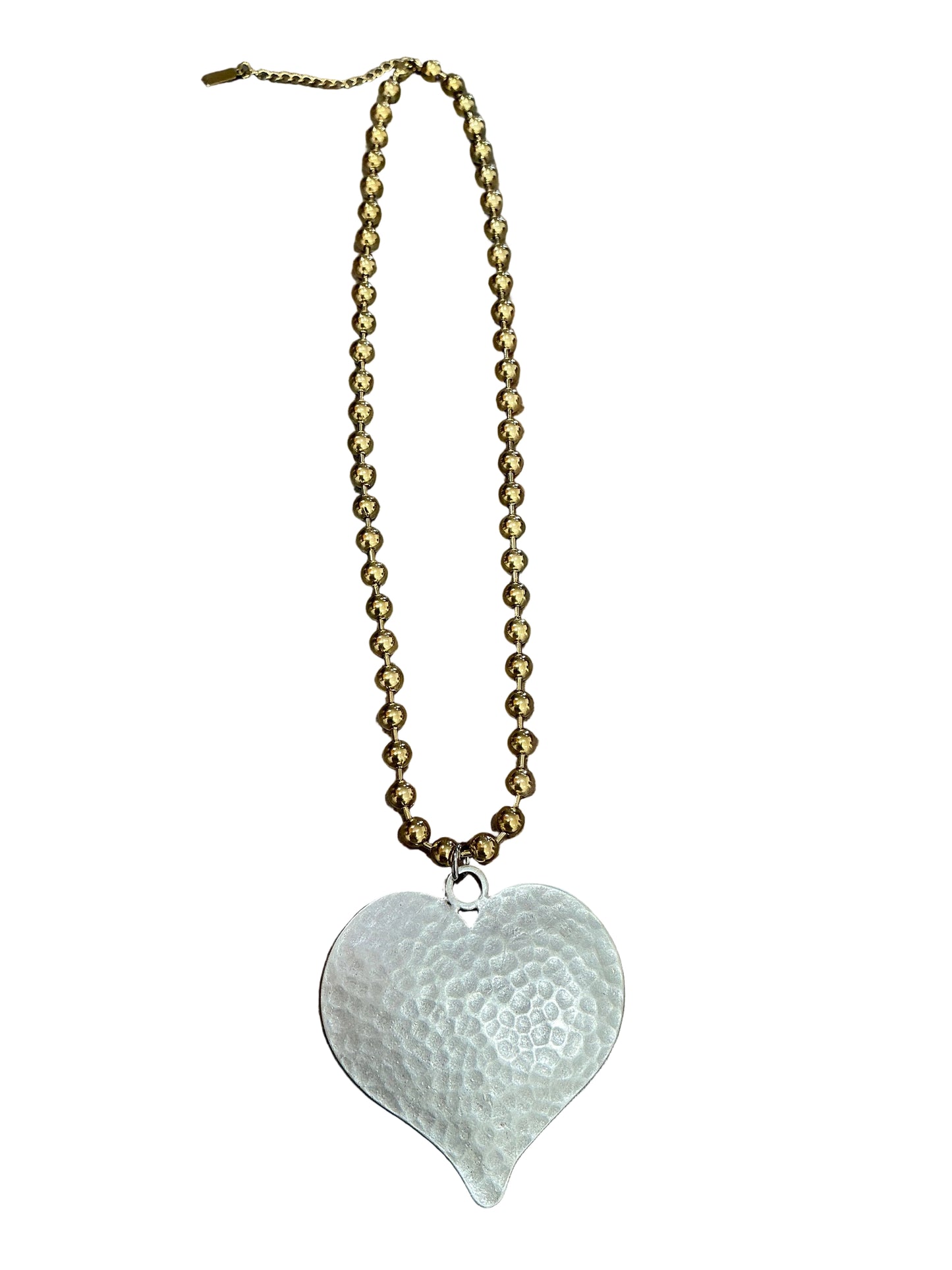 LARGE HAMMERED HEART CONVERTIBLE GOLD CHAIN NECKLACE