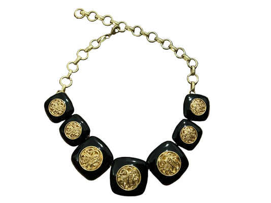 BLACK W/GOLD ACCENTS NECKLACE