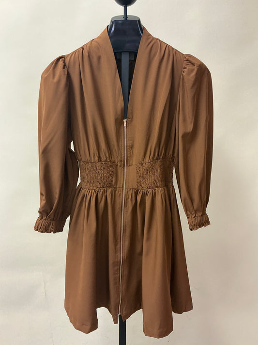 Classy Zip Ruched Waist Dress