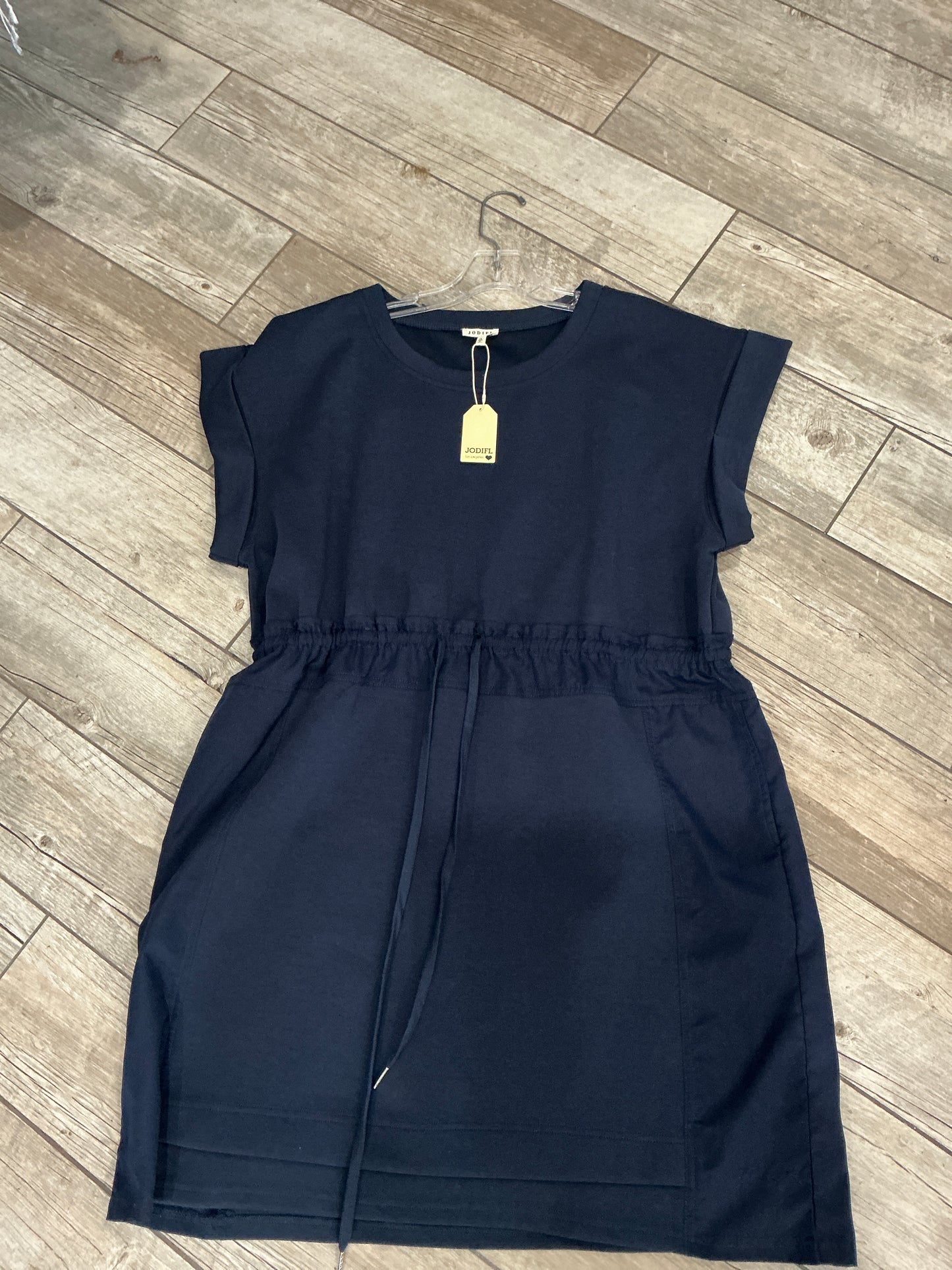 CINCHED WAIST DRESS NAVY 1XL