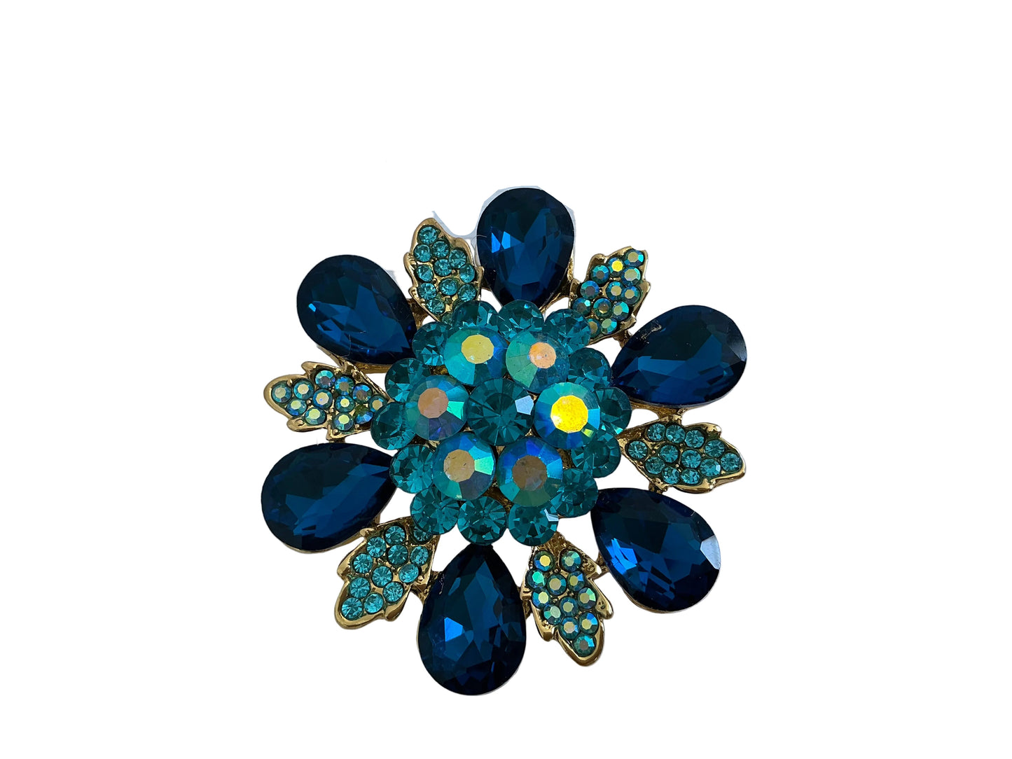 Floral Glass Stone Pin Brooch