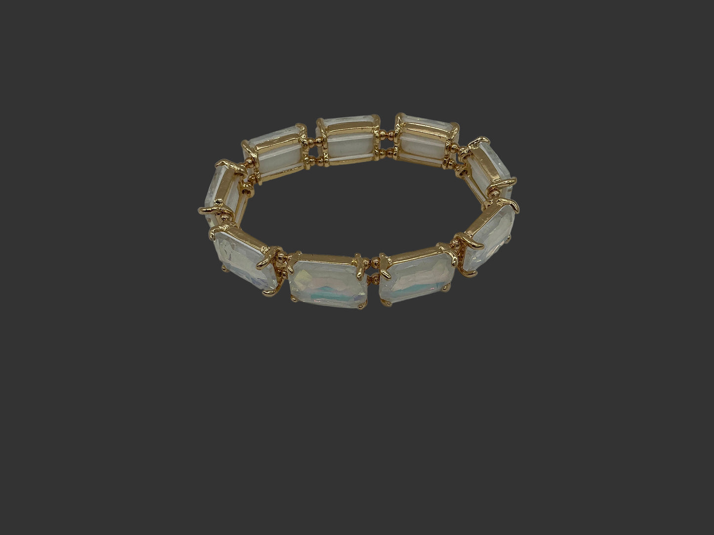 GOLD W/IRIDESCENT RHINESTONE BRACELET