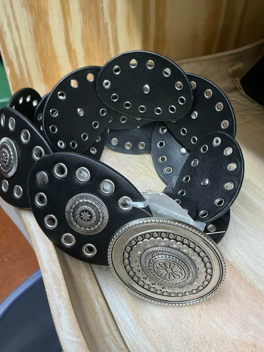 FAUX LEATHER OVAL VINTAGE BELT