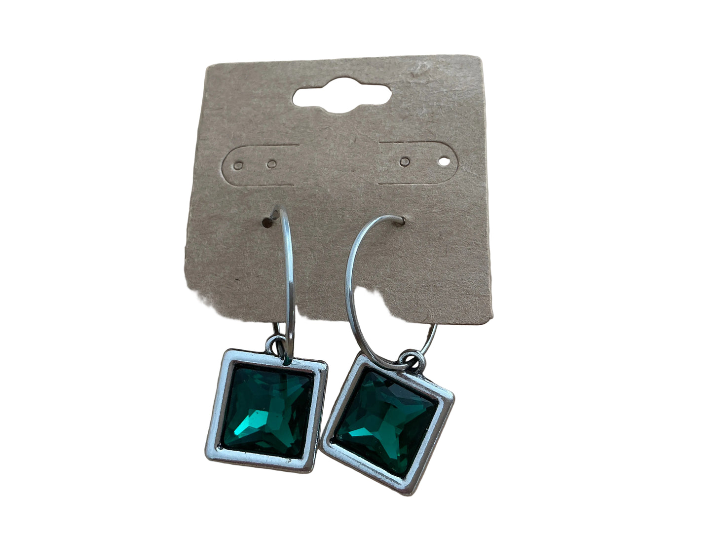 Prism Square Silver Hoop Earrings