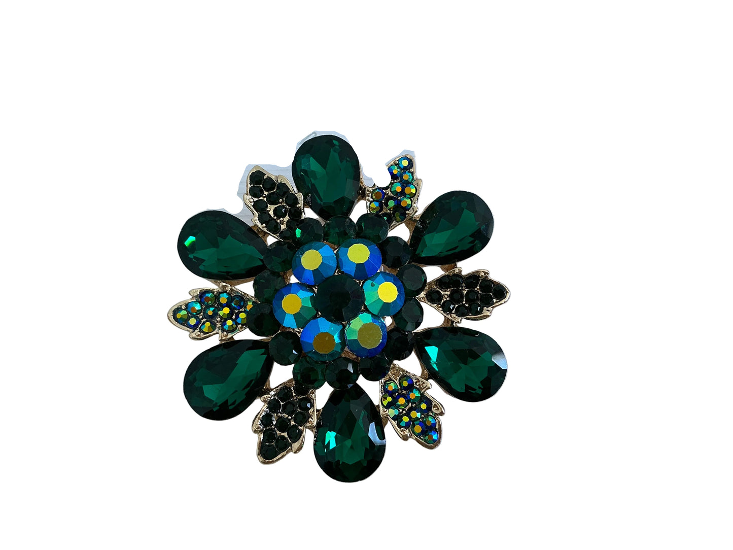 Floral Glass Stone Pin Brooch