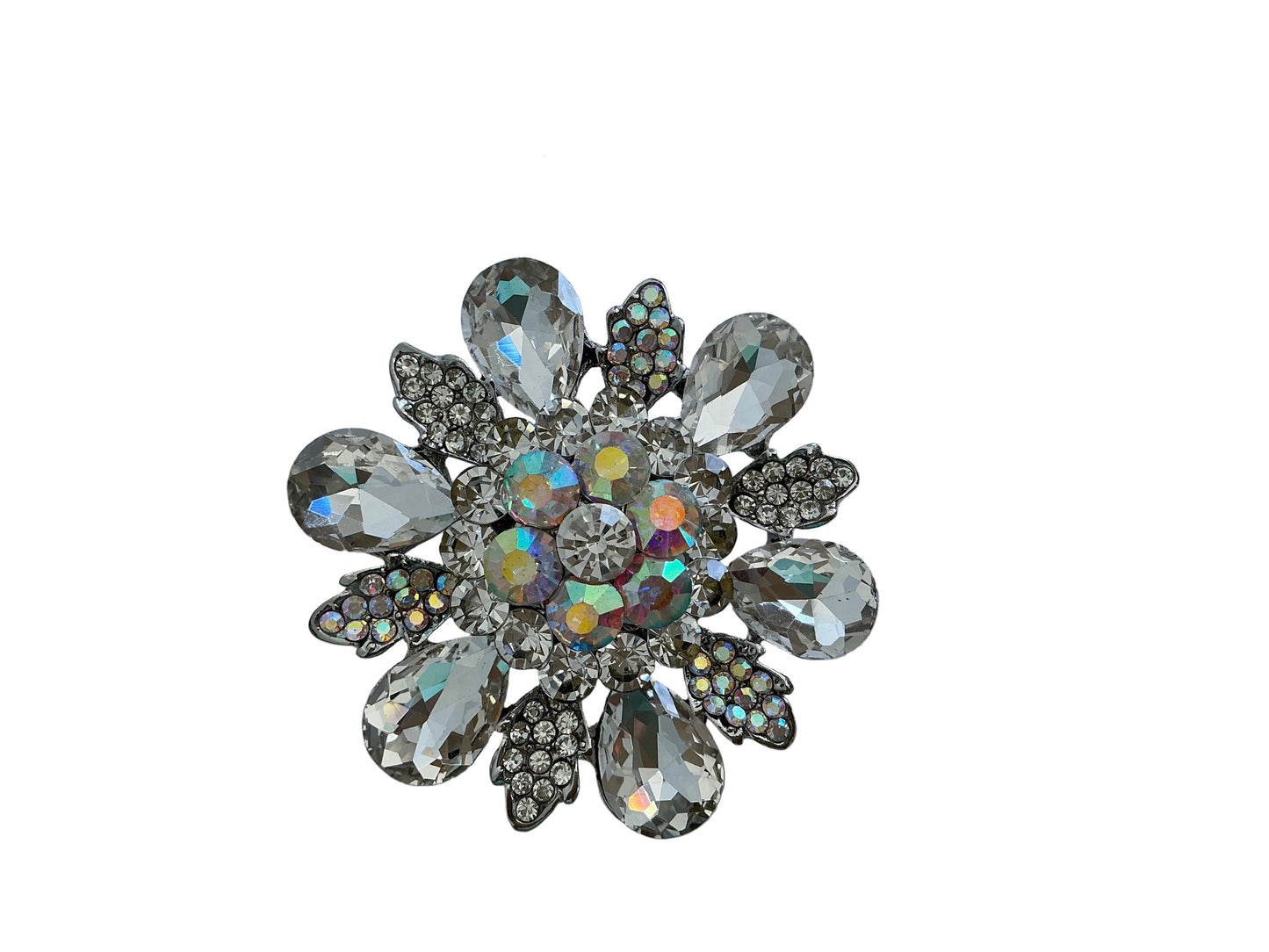 Floral Glass Stone Pin Brooch