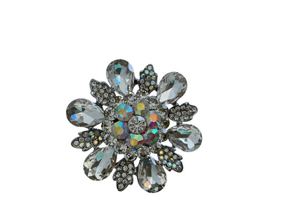 Floral Glass Stone Pin Brooch
