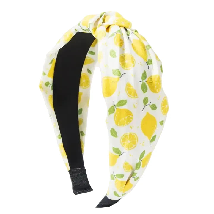 Lemon Print Knotted Headband