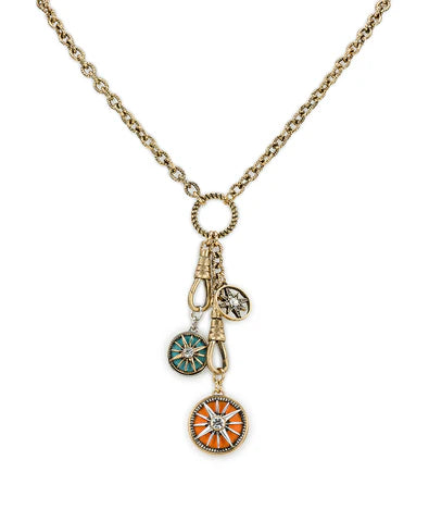 Charm Dangle Necklace-Colored Compass Collection