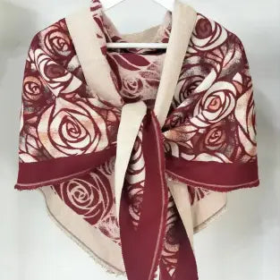 Rose Pattern Triangle Scarf